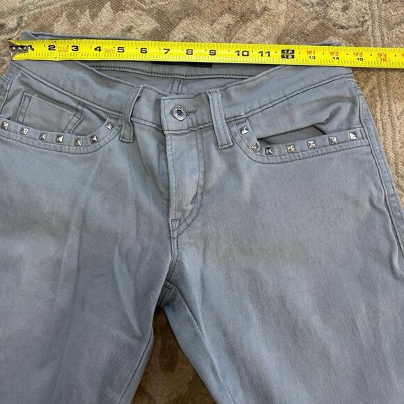 Levi's 524 Too Superlow Skinny Gray Jeans Stud Front Pockets 28x30 Biker Grunge - Picture 10 of 13